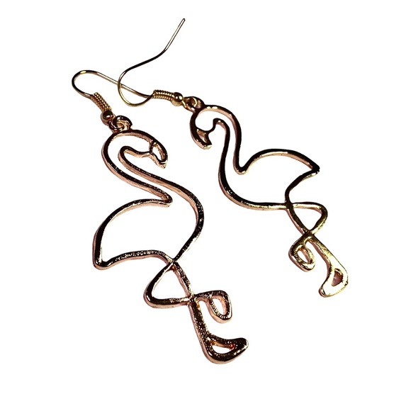 NWT Flamingo Earrings Gold Plated - Picture 2 of 3